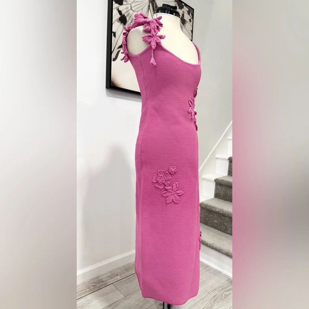 AMUR Allegra Floral Appliqué Knit Midi Dress - Picture 10 of 16